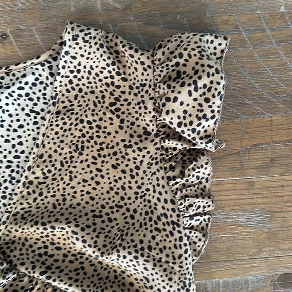 SHEIN Brown Animal Print Short Sleeve Top - Picture 6 of 7